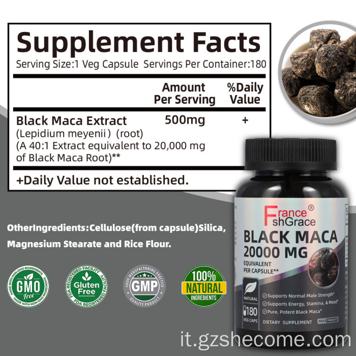 Le capsule di maca nera aumentano l'energia Le migliori capsule nere